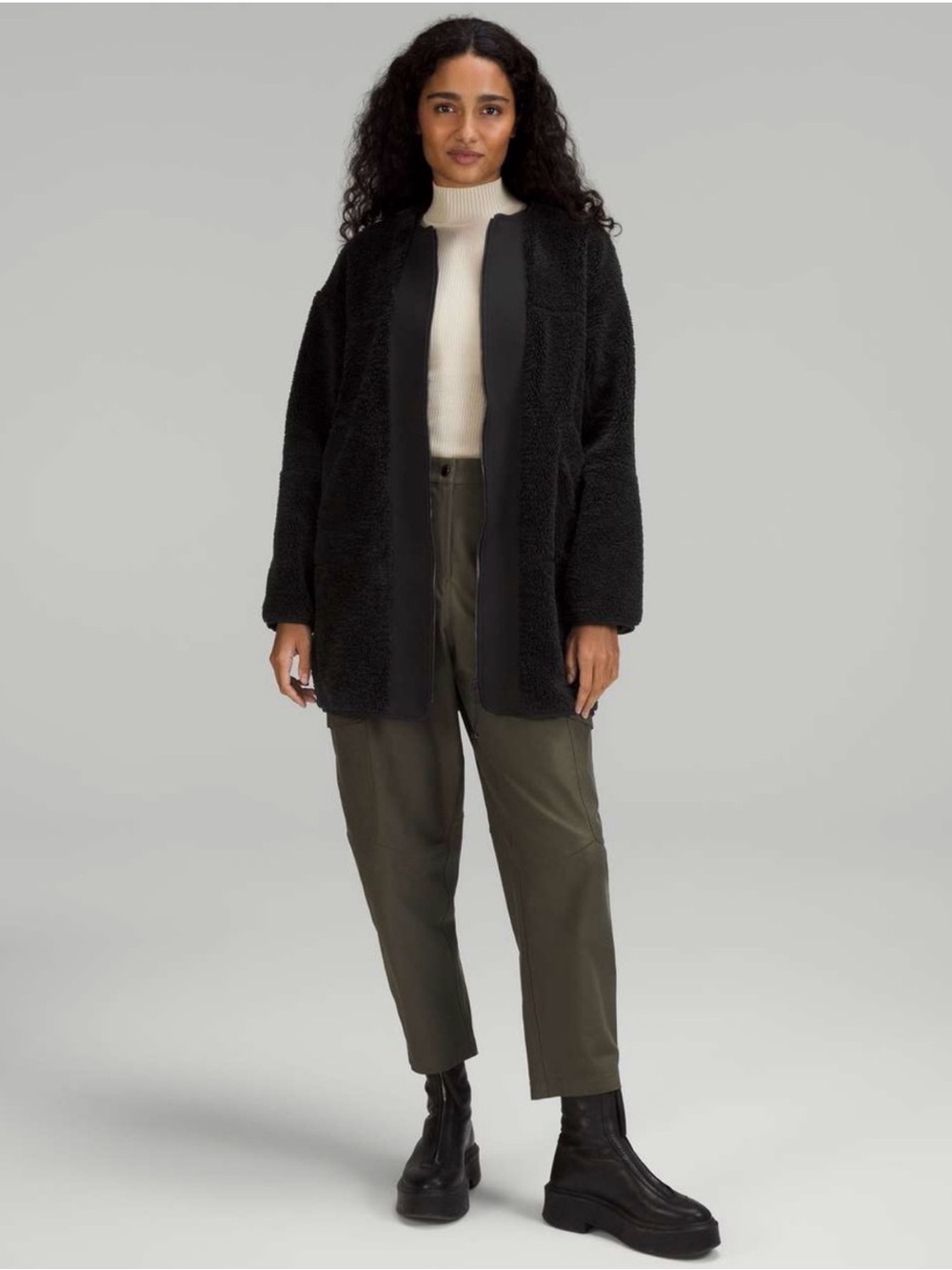 Lululemon Women’s Black Sherpa Zip-Front Jacket
